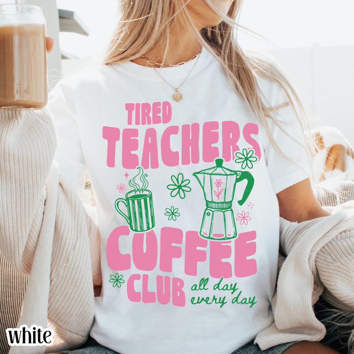 Tired Teachers Coffee Club Comfort Colors Retro Coffee Lover Kindergarten Classroom First Grade Teacher Back School