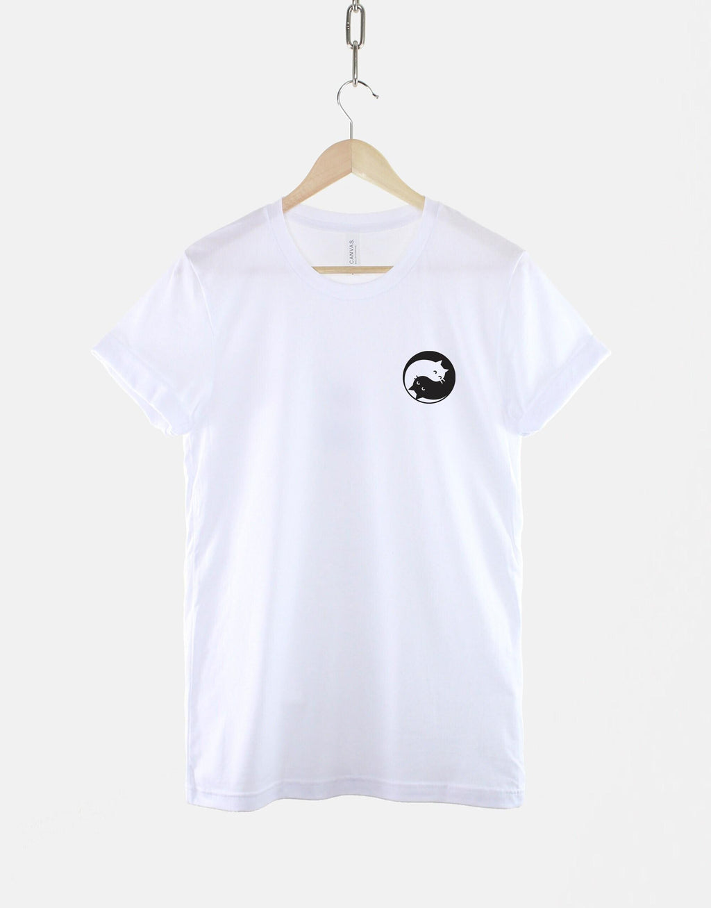 Yin Yang Cats Zen Cat Pocket Tee Black White Unisex