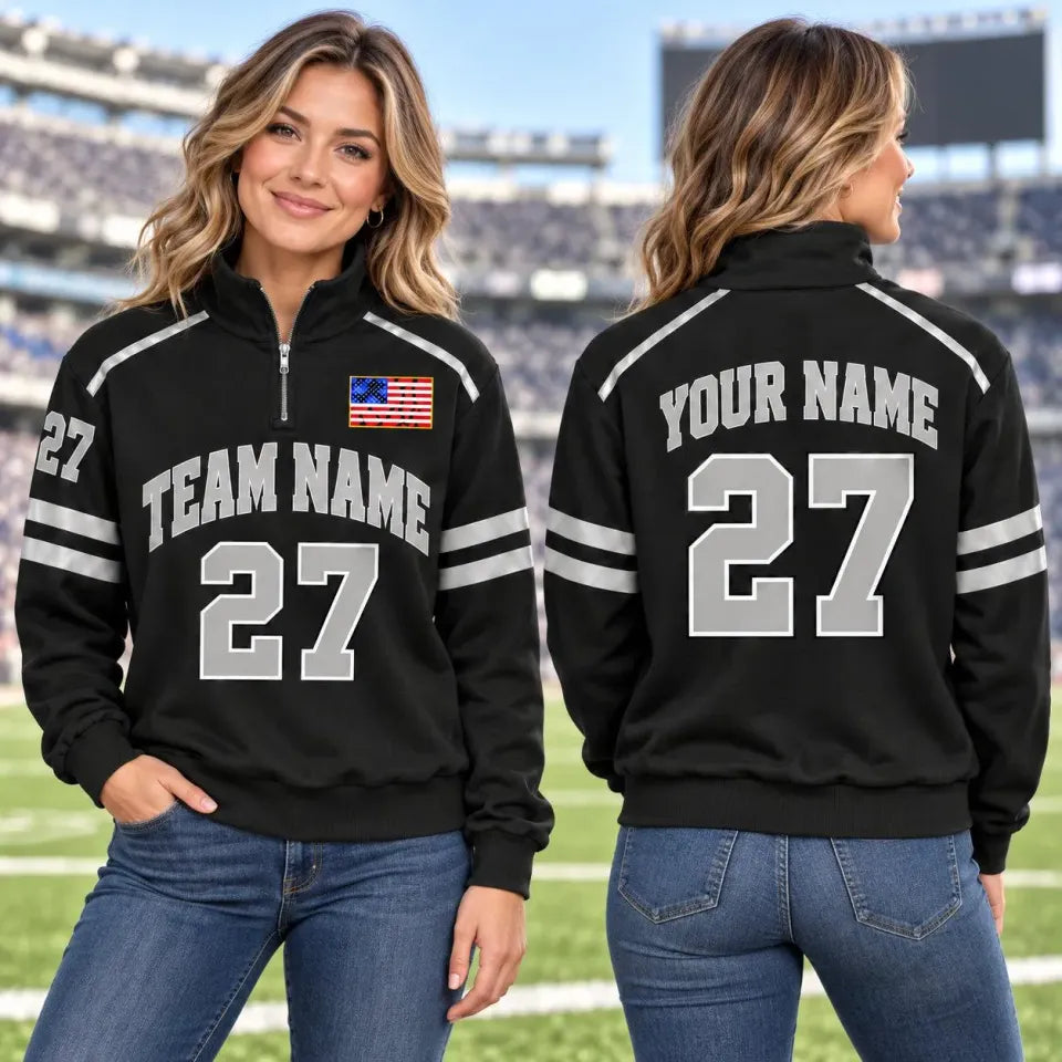 Personalized Las Vegas Football Quarter Zip Pullover Sweatshirt, Sports Fan Gift