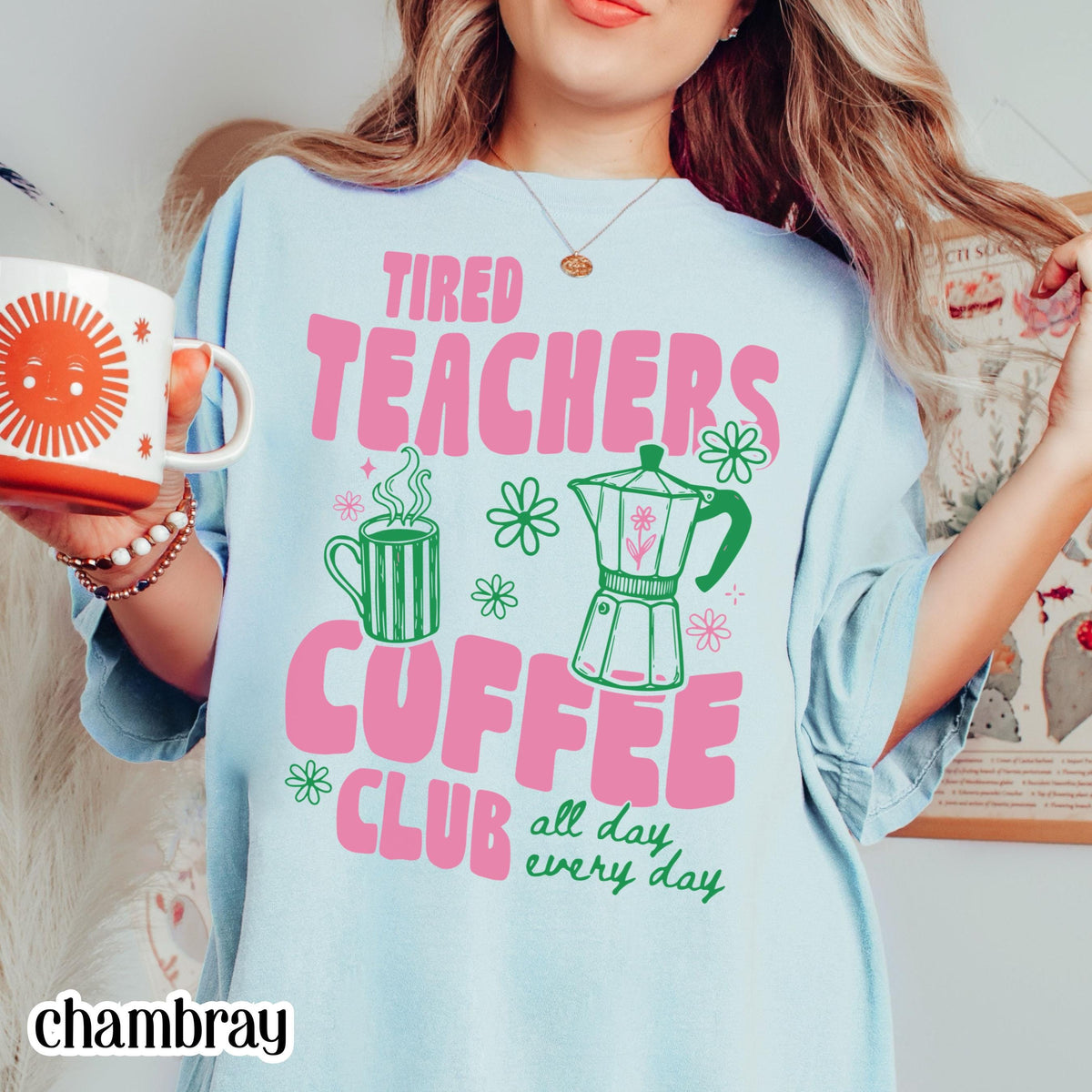 Tired Teachers Coffee Club Comfort Colors Retro Coffee Lover Kindergarten Classroom First Grade Teacher Back School