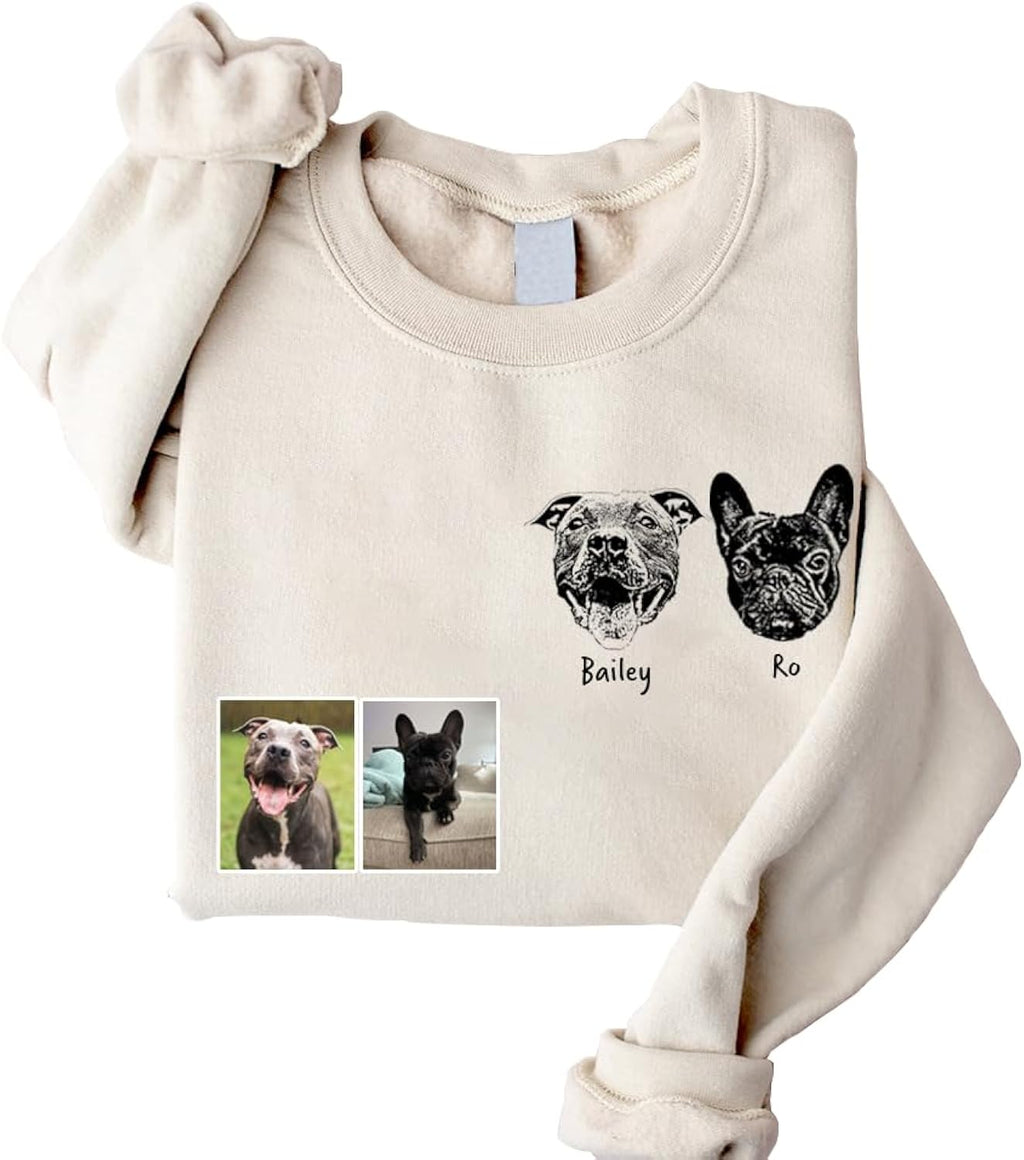 Personalized Dog Photo Sweatshirt, Custom Sweatshirt from Pet Photo, Cat Mom Mama Sweatshirt, Dog Mom Lovers Gifts for Women, Pet Memorial, Gifts for Mothers Day Christmas