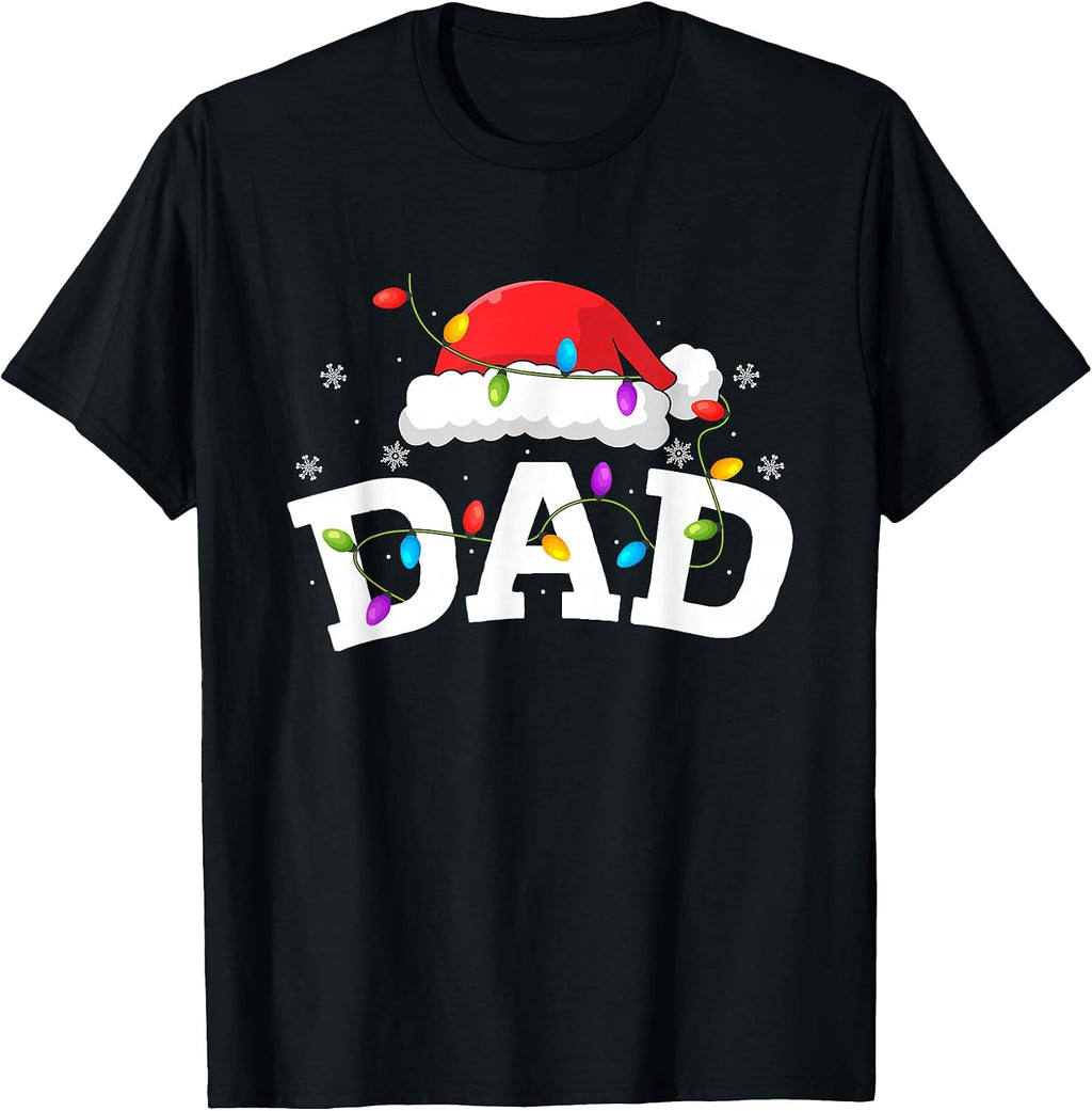 Dad Santa Christmas Lights Family Papa Daddy Father Xmas Men T-Shirt