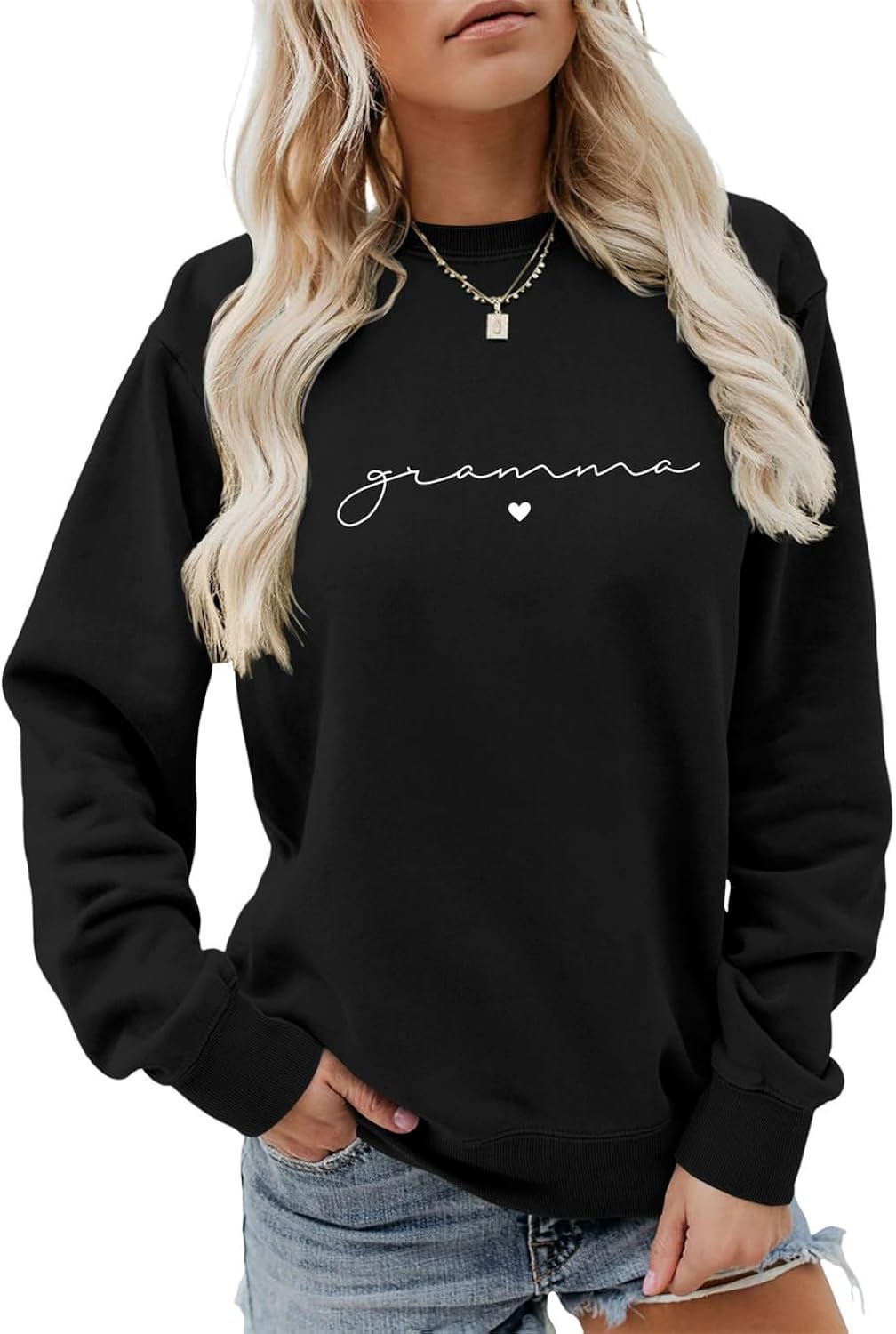 Gramma Heart Sweatshirt, Personalized Grandma Sweatshirt Gramma Life Crewneck Women Pullover Tops Nana Gigi Shirt