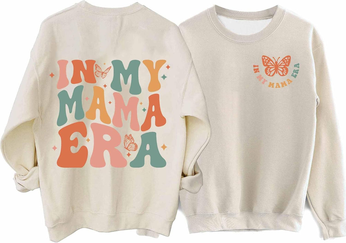 Mama Sweatshirt for Women In my Mama Era Sweatshirt Mom Life Casual Long Sleeve Pullover Crewneck Sweater Top