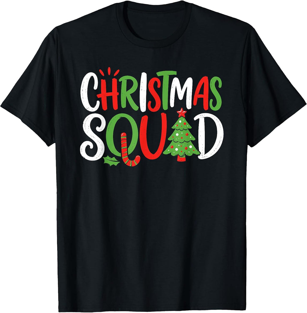 Christmas Squad for Women Men Santa Hat Xmas Pajamas T-Shirt