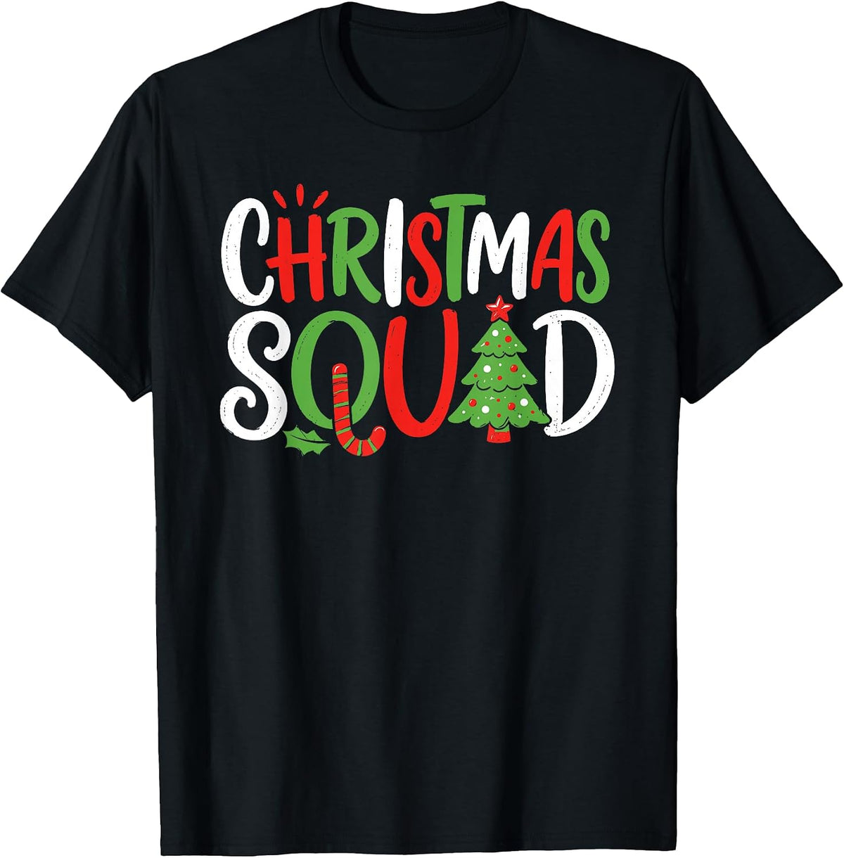 Christmas Squad for Women Men Santa Hat Xmas Pajamas T-Shirt