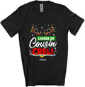 Personalized Custom Name Leader of Cousin Crew; Merry Christmas Lights Reindeer; Family Unisex T-Shirt Black