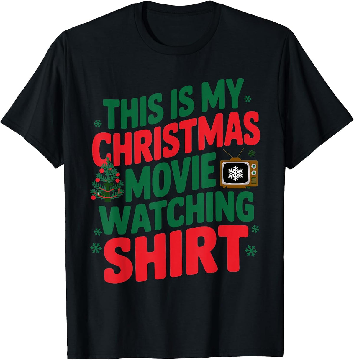This Is My Christmas Movie Watching Shirt TV Tree Holiday T-Shirt