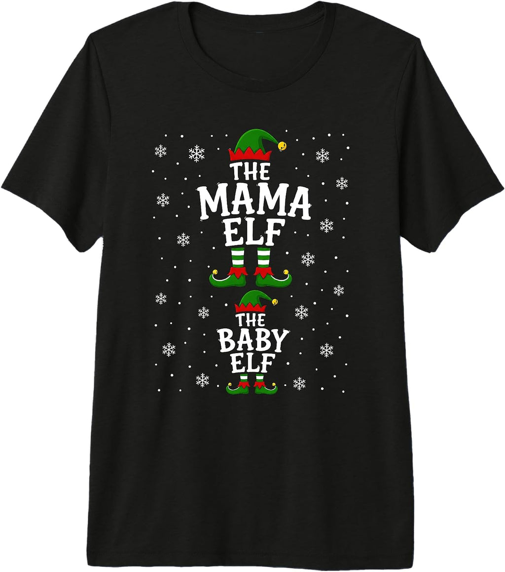 Baby Elf Women Matching Elf Pregnant Mama Christmas Premium Tri-Blend T-Shirt