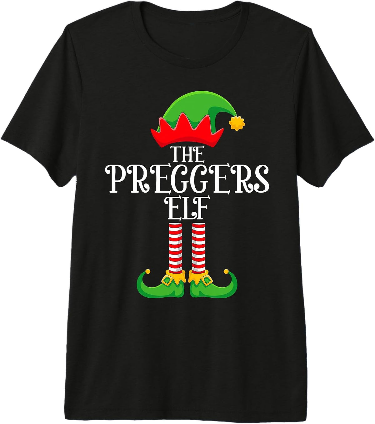 Preggers Elf Christmas Pregnancy Pregnant Elf Xmas Women Premium Tri-Blend T-Shirt