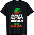 Santas Favorite Lineman Hat Christmas Funny Pj T-Shirt