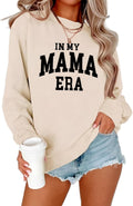 Mama Sweatshirt for Women,In My Mama Era Sweatshirt Graphic Pullovers Mom Crewneck Long Sleeve Mom Shirt Tops