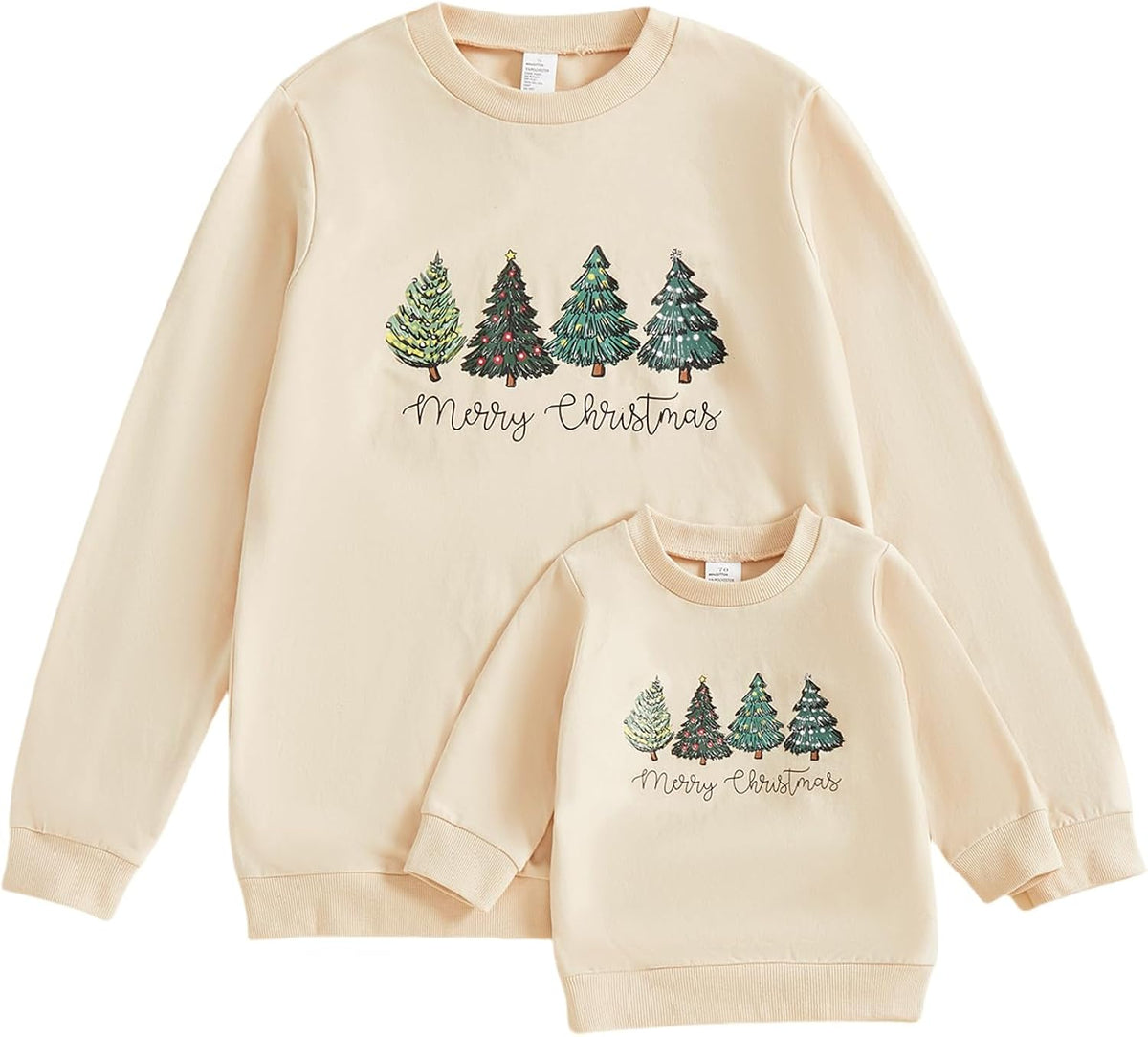 Mommy and Me Christmas Sweatshirt Cute Embroidery Long Sleeve Crewneck Pullover Top Mother Baby Matching Clothes