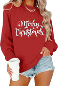 Womens Christmas Sweater Long Sleeve Crewneck Shirt Holiday Outfits Merry Xmas Sweatshirts S-XXL