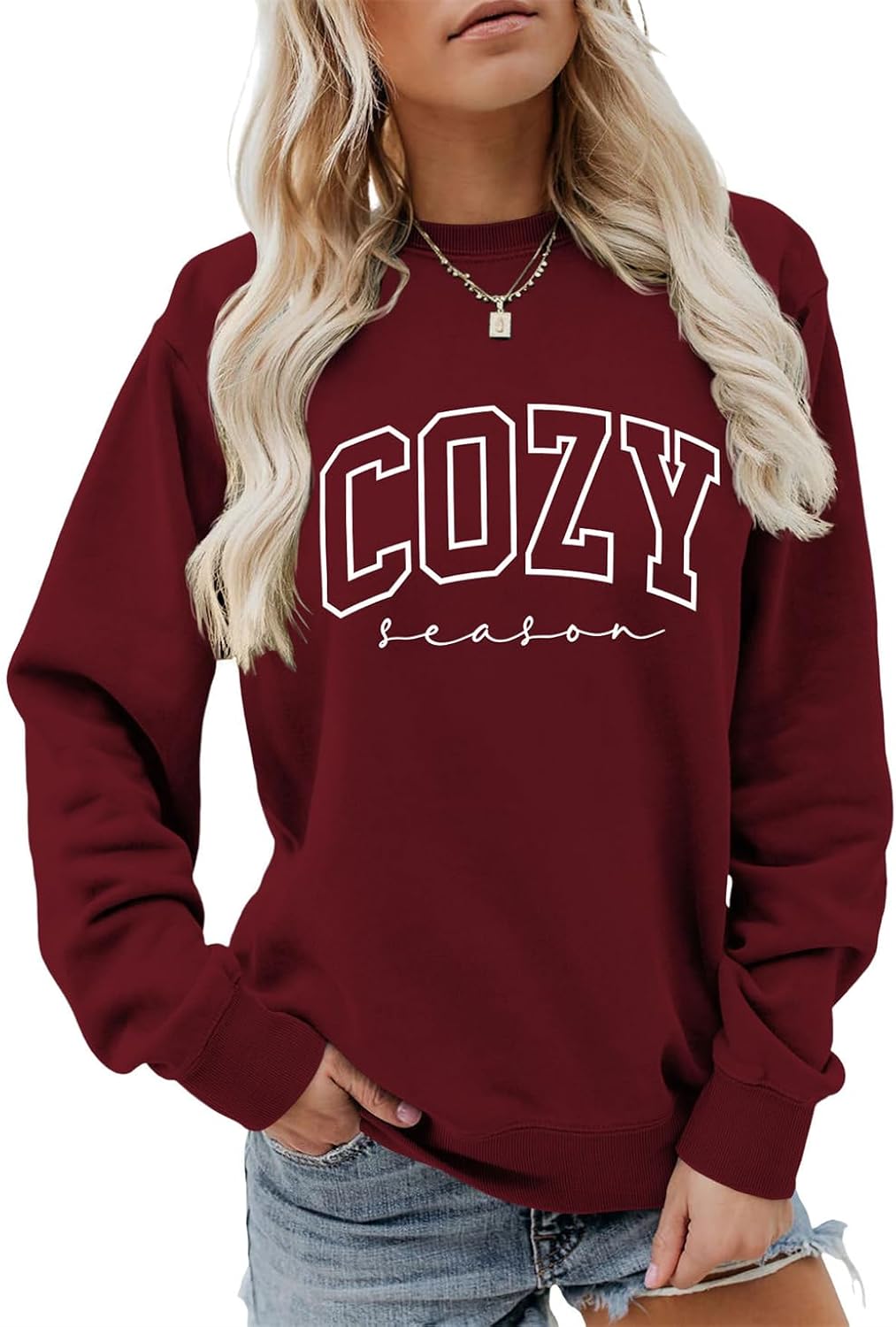Cozy Season Sweatshirt Funny Graphic Shirt Women Coffee Weather Sweater Fall Lover Casual Crewneck Pullover Tops