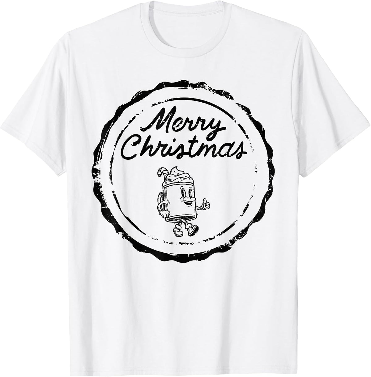 Merry Christmas Coffee Lover Vintage Distressed Badge T-Shirt