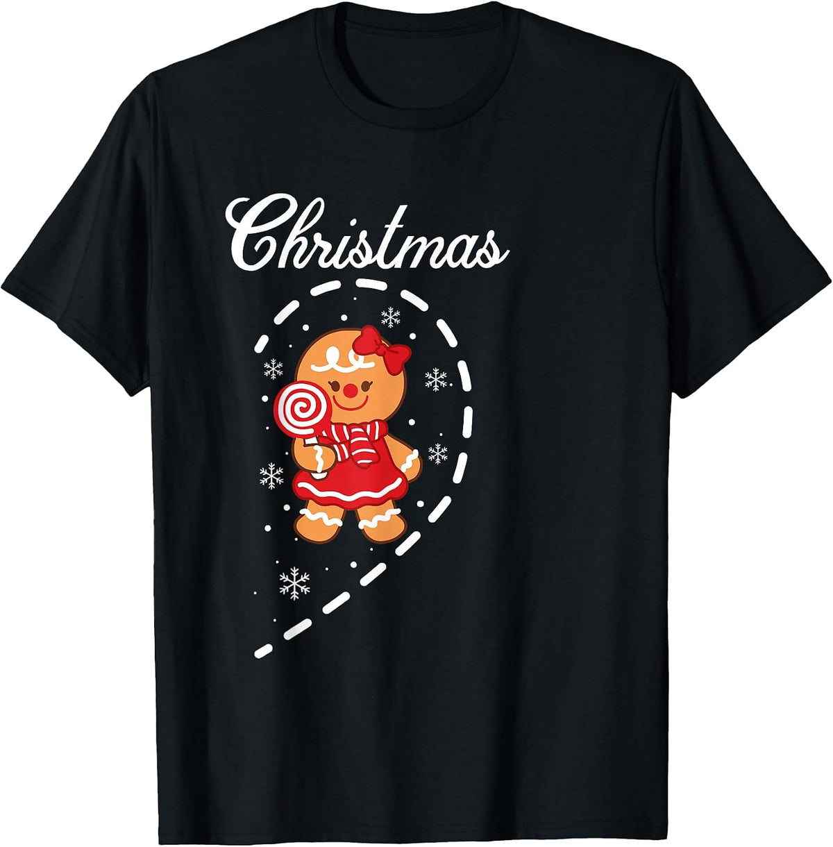 Cute Gingerbread Bow Heart Merry Christmas Matching Couples T-Shirt