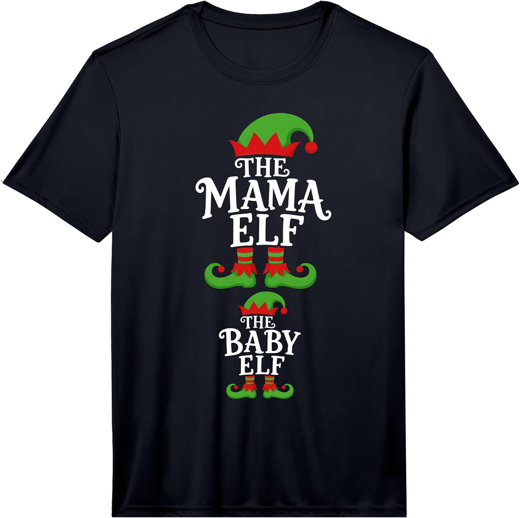 Pregnancy Announcement Mama Elf Baby Elf Pregnant Christmas Performance T-Shirt