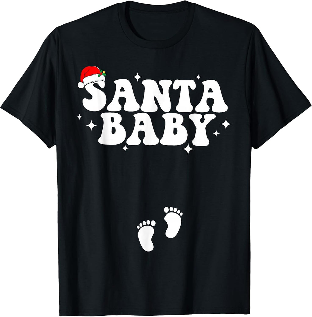 Santa Baby Christmas Pregnancy Announcement Pregnant Holiday T-Shirt