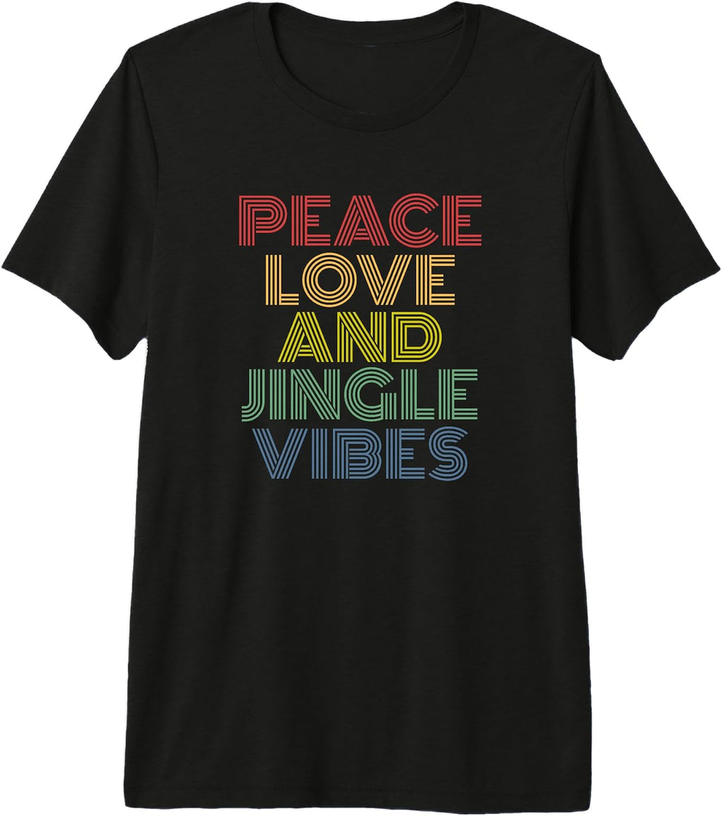Peace Love and Jingle Vibes Retro Christmas Holiday Premium Tri-Blend T-Shirt