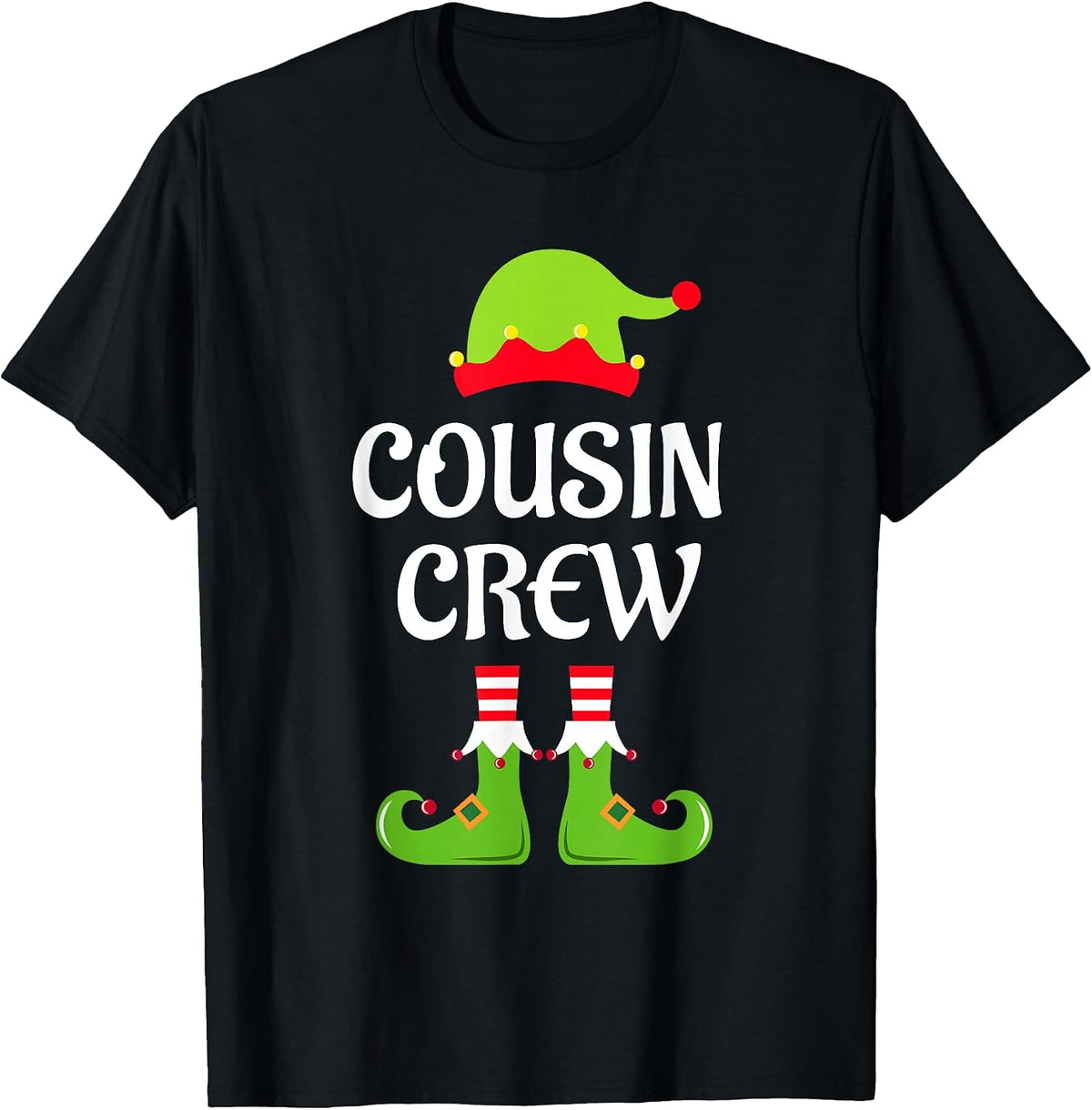 Cousin Crew Elf Christmas Funny Xmas Family Matching Pajamas T-Shirt