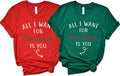 All I Want For Christmas Is You, Christmas Couple T-Shirts, Xmas Gift Matching, Xmas Matching Outfits, Winter Shirt