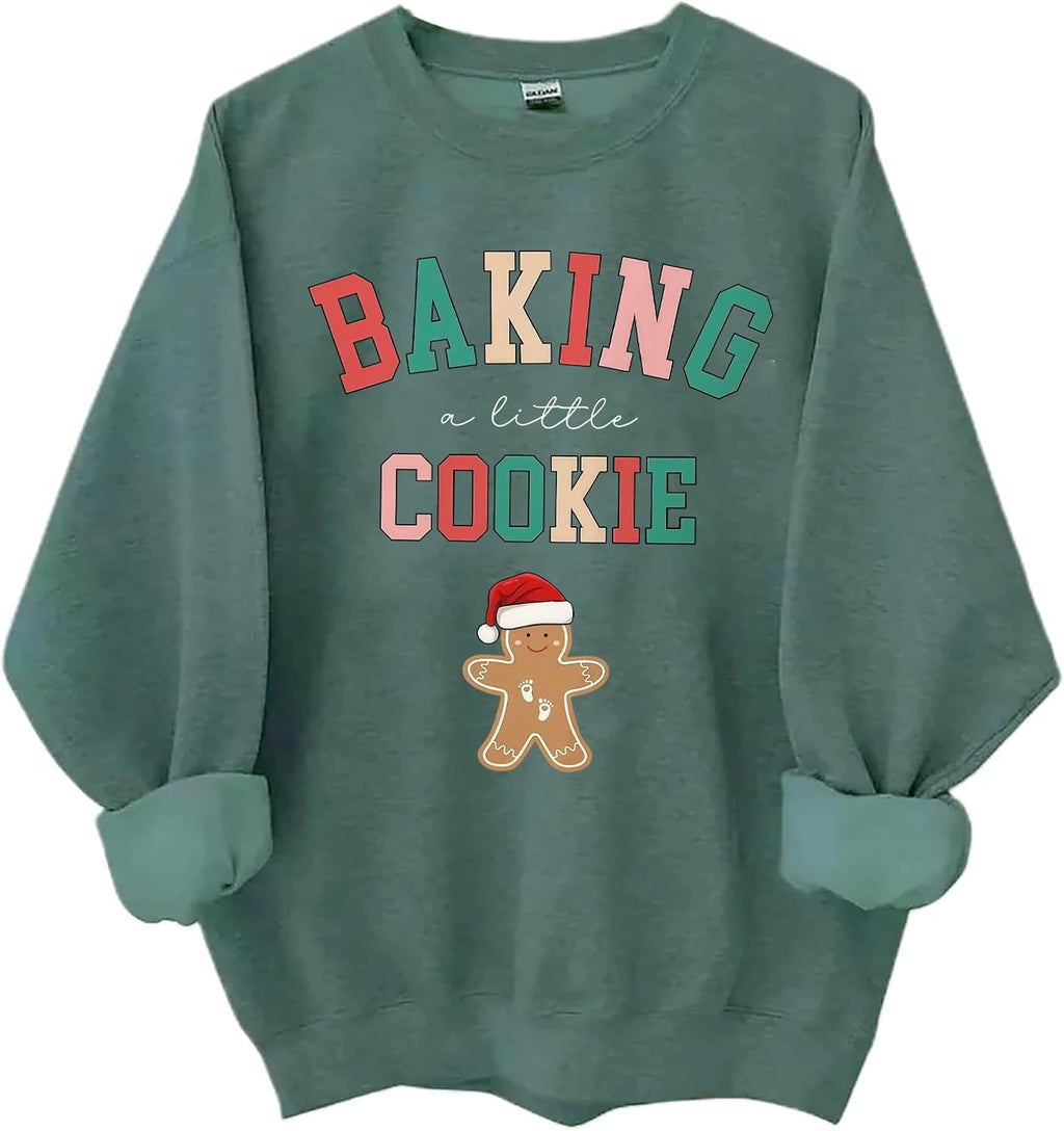 Baking A Little Cookie Sweatshirt Christmas Pregnancy Announcement Hoodie