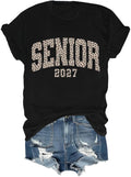 Senior 2027 Shirt for Women Men Class of 2027 Leopard Graduation Tee