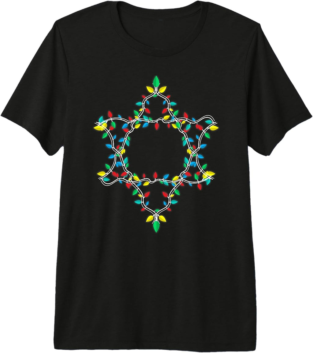 Hanukkah Christmas Lights Star of David Funny Jewish Holiday Premium Tri-blend T-Shirt