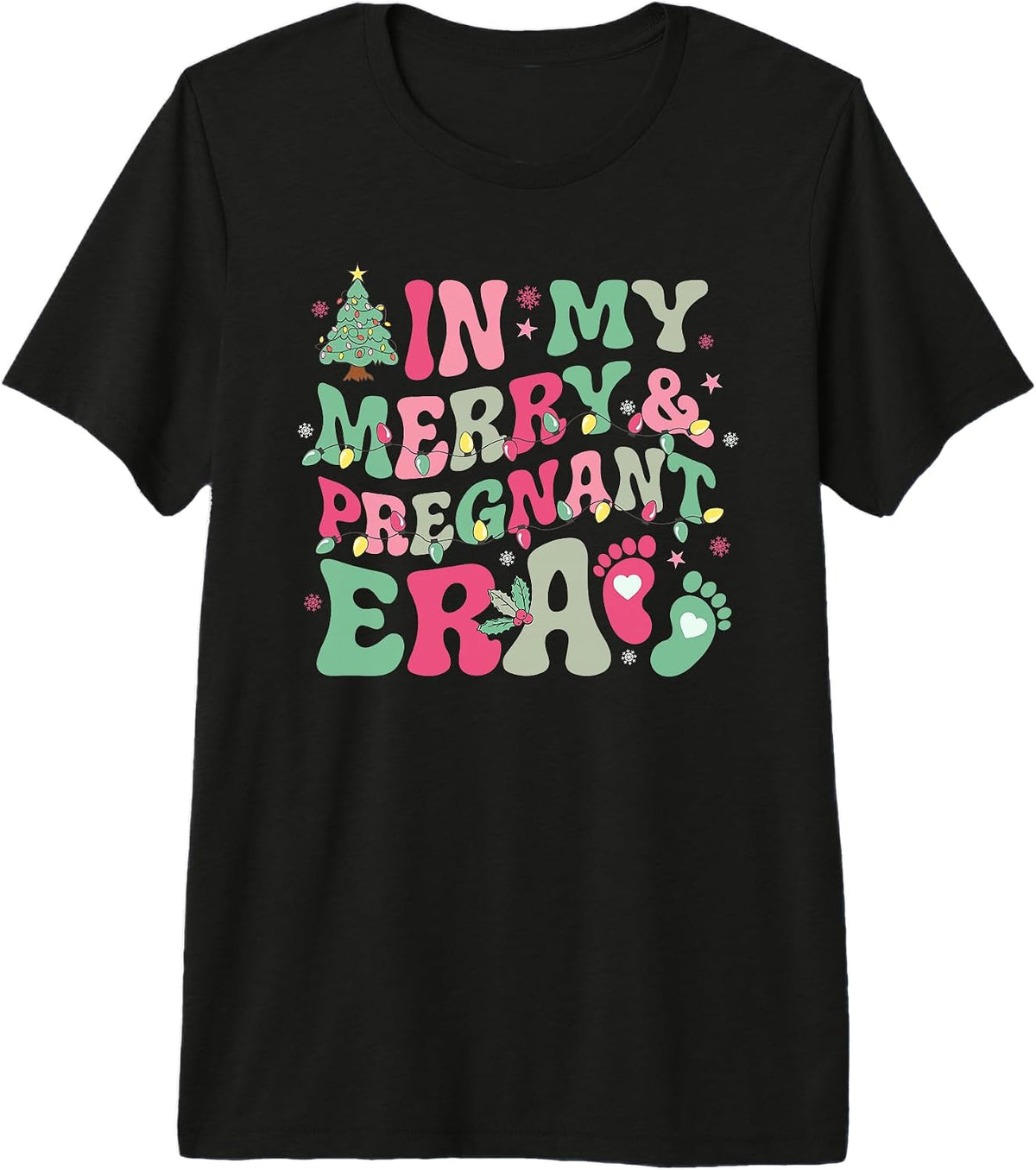 in My Merry & Pregnant Era Pregnancy Announcement Christmas Premium Tri-Blend T-Shirt