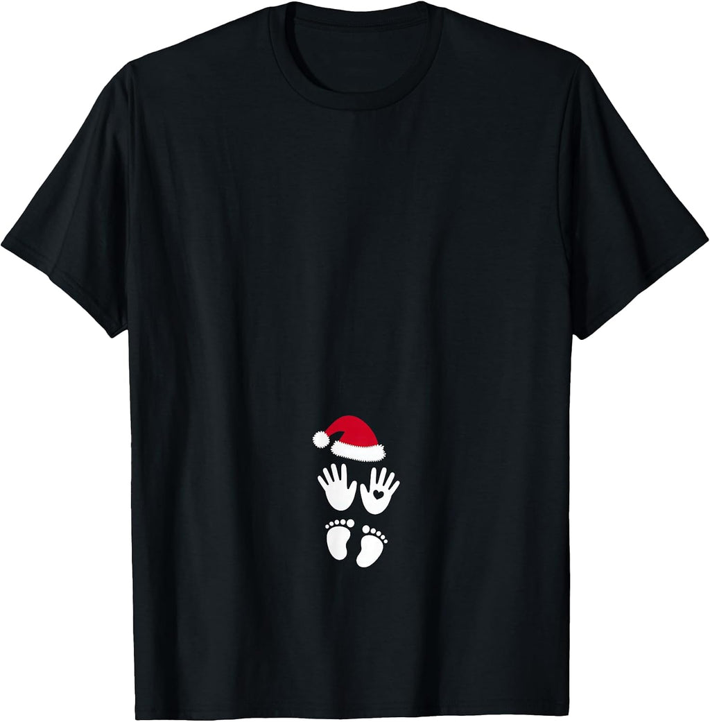 Womens Baby Bump First Christmas T-Shirt