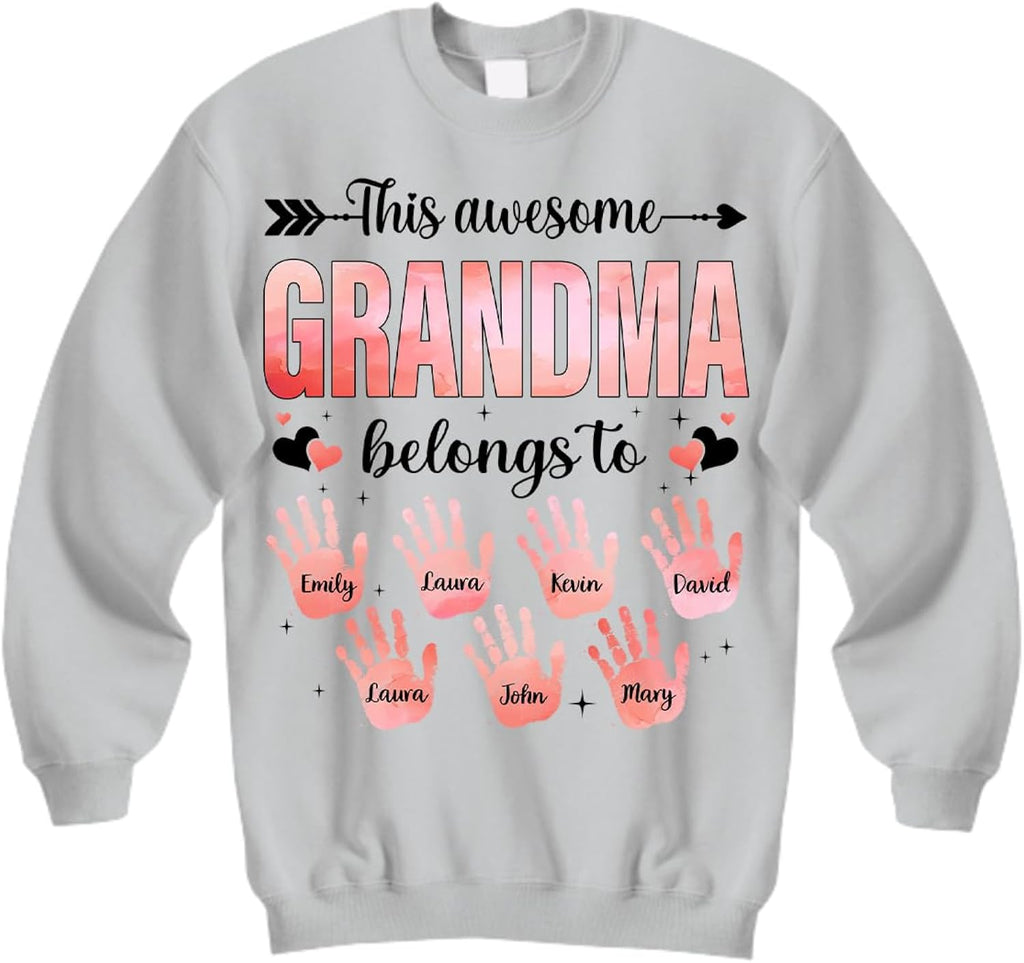 PT08 Personalized This Awesome Grandma Belongs To Sweatshirt, Christmas Grandma Sweatshirt, Nana Grandma Gifts