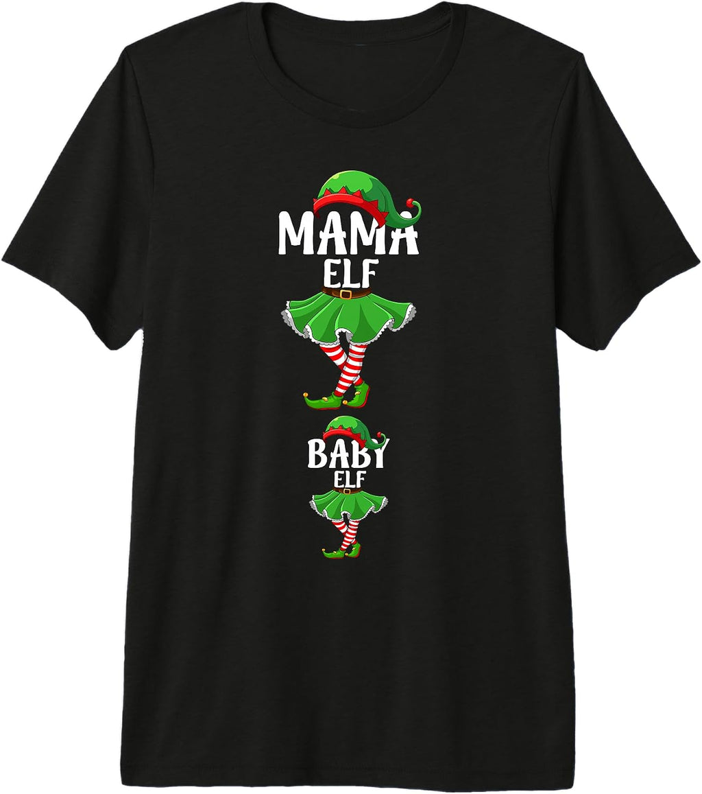 Mama Elf Christmas Pregnancy Announcement Pregnant Elf Xmas Premium Tri-Blend T-Shirt