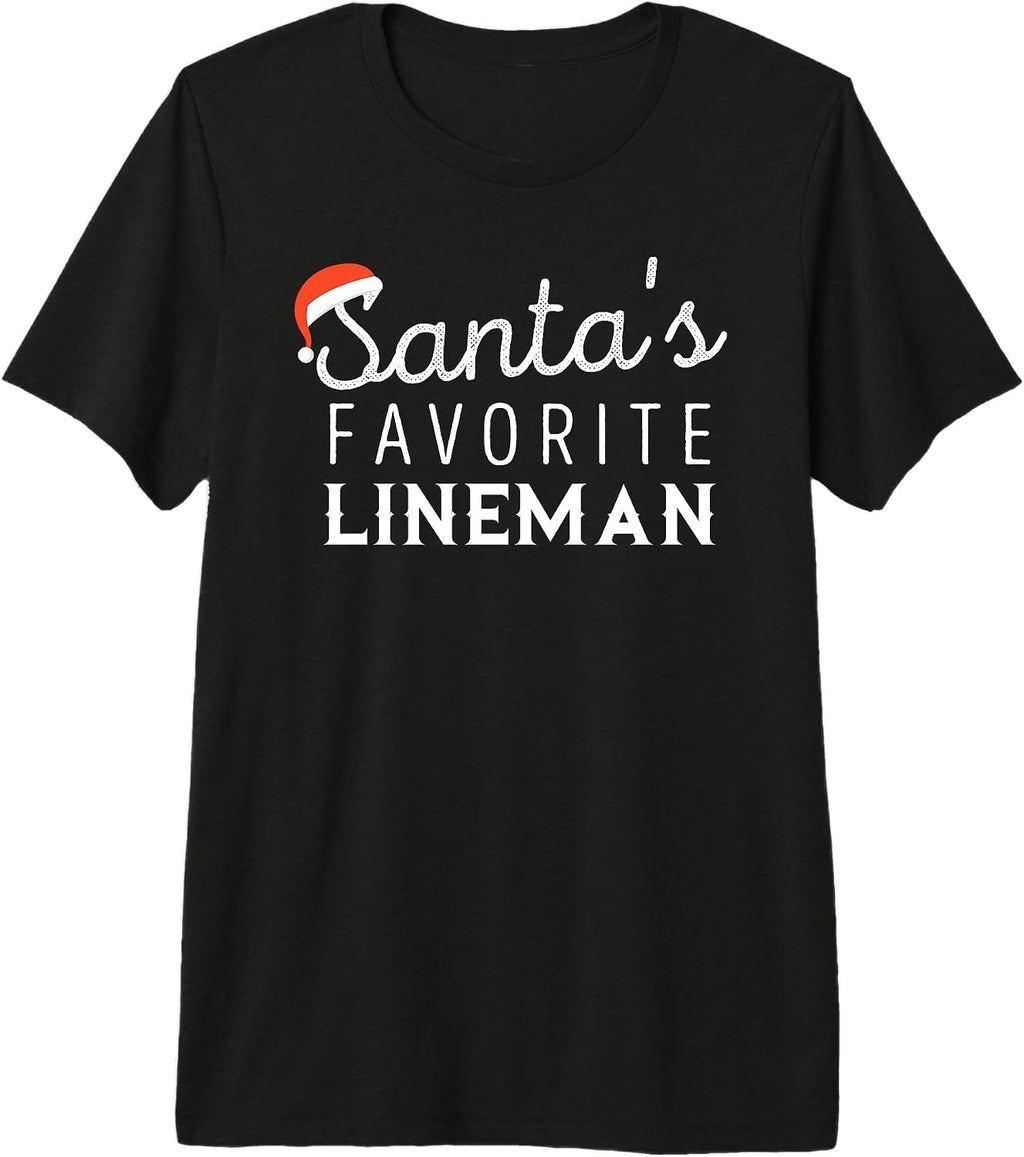 Lineman Christmas Santa's Favorite Lineman Premium Tri-blend T-Shirt