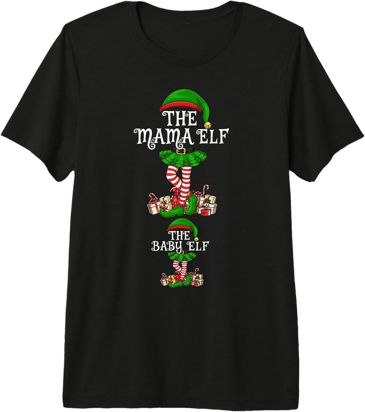 Mama and Baby Elf Pregnancy Matching Family Christmas Premium Tri-Blend T-Shirt