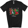 Personalized Custom Name Cousin Crew; Adorable Christmas Candy Canes Elf; X-mas Family Unisex T-Shirt Black