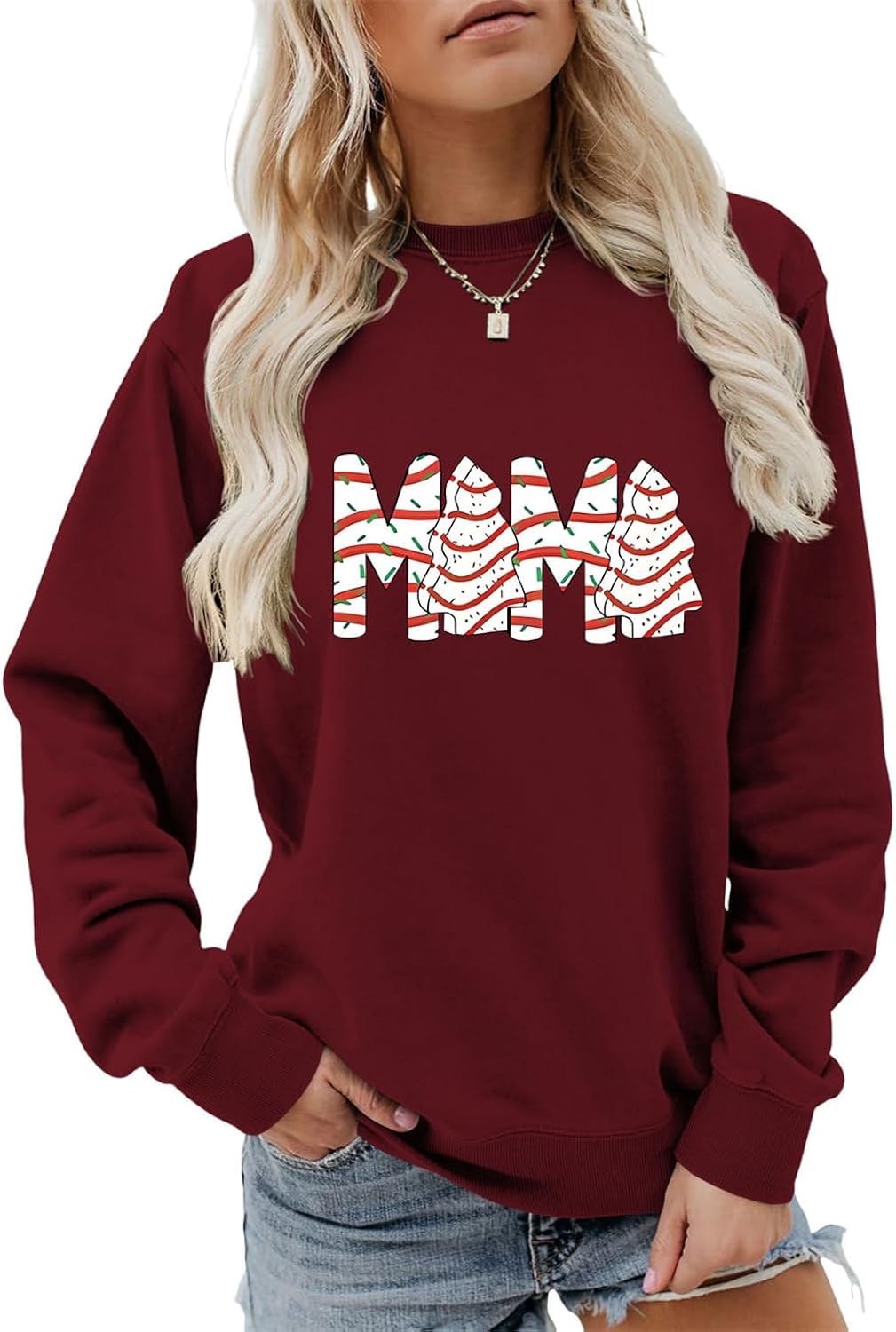 Mama Christmas Sweatshirt Christmas Tree Cakes Sweatshirt Xmas Holiday Shirt Women Crewneck Mama Pullovers Mom Gifts