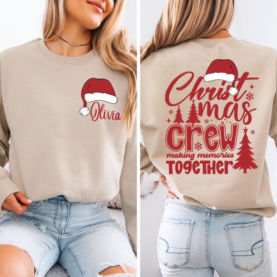 Custom Christmas Crew Sweatshirt, Personalized Family Christmas Party Hoodie, Christmas Family Matching Sweater, Unisex Christmas Squad Tee