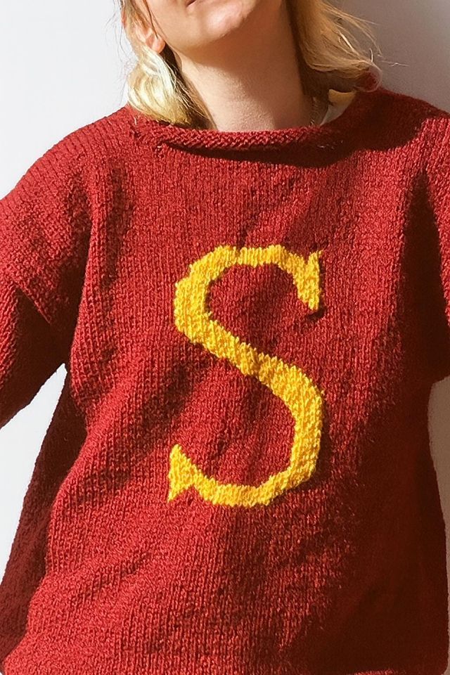 Personalized Weasley Monogram Sweater, Customize Crochet Initial Wizard Christmas Unisex Jumper, Knitted Wool Cotton Pullover XXS - 3XL Size