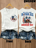 Women's Double Sided Retro Western Cowboy Boot Guitar Firework Patriotic