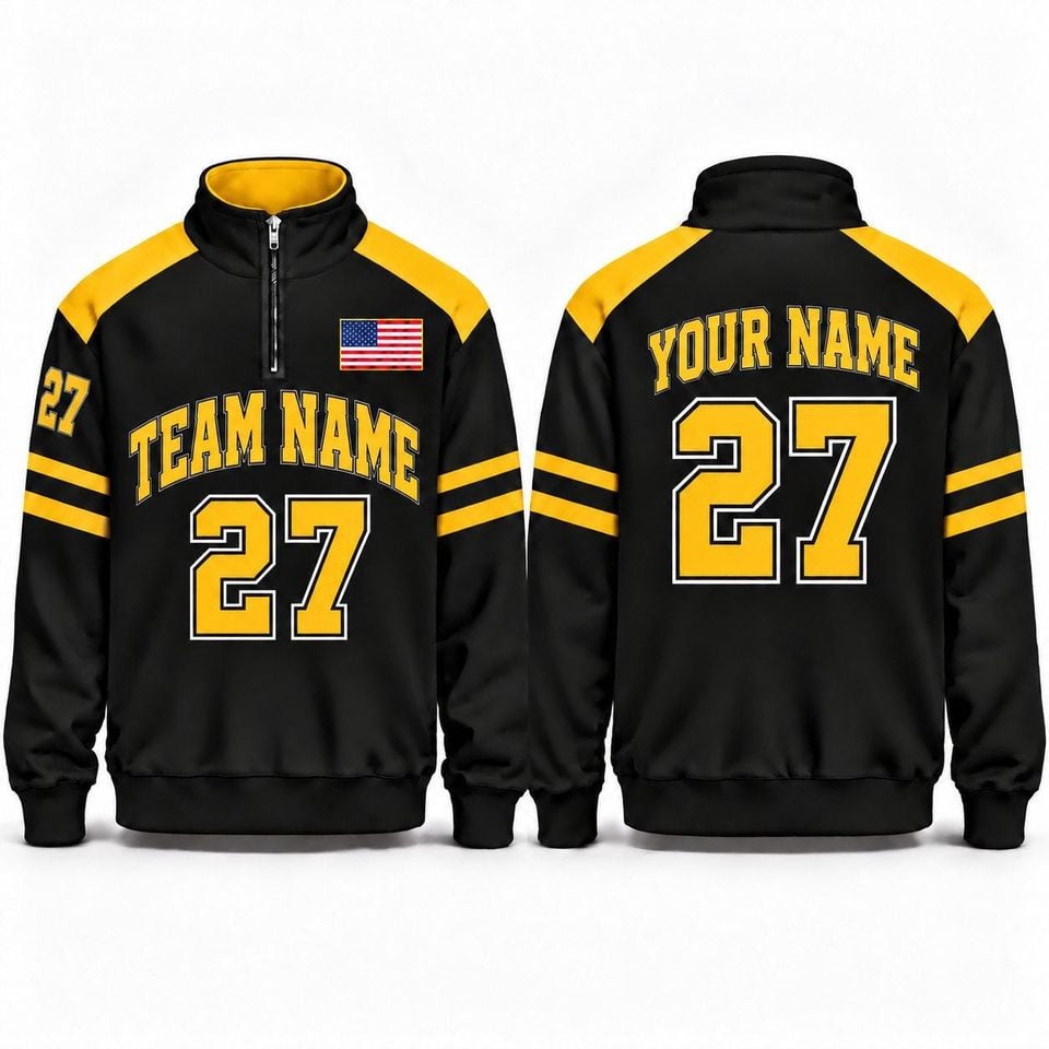 Personalized Pittsburgh Football Quarter Zip Pullover, Vintage Game Day Sports Top, Fan Gift