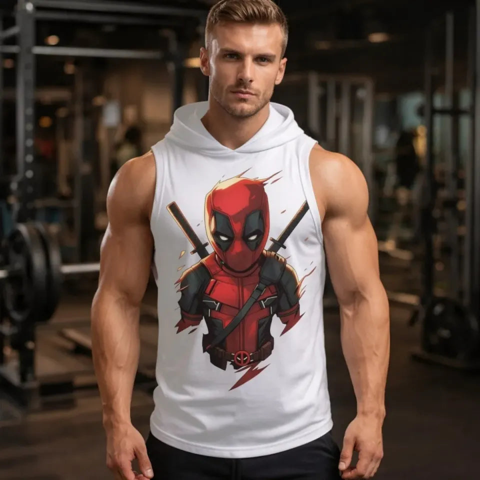 Movie Print Sleeveless Hooded