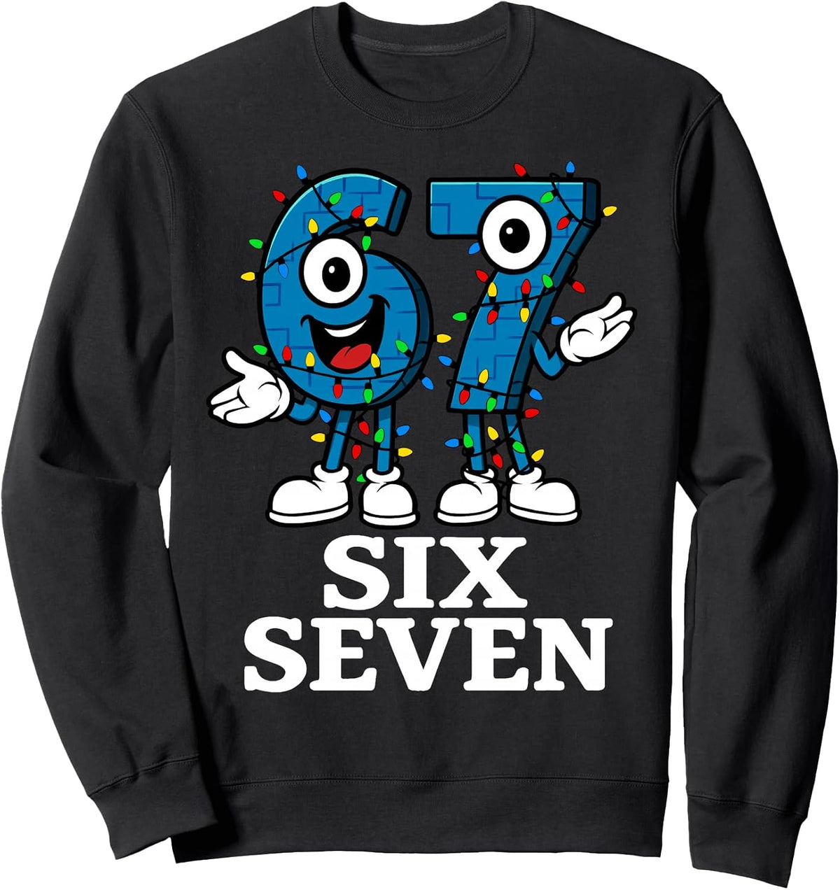 67 Six Seven 6-7 Christmas Lights - Brainrot Gaming Meme Sweatshirt