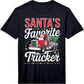 Mens Santa Claus's Favorite Trucker Funny Christmas Truck Driver Performance T-Shirt
