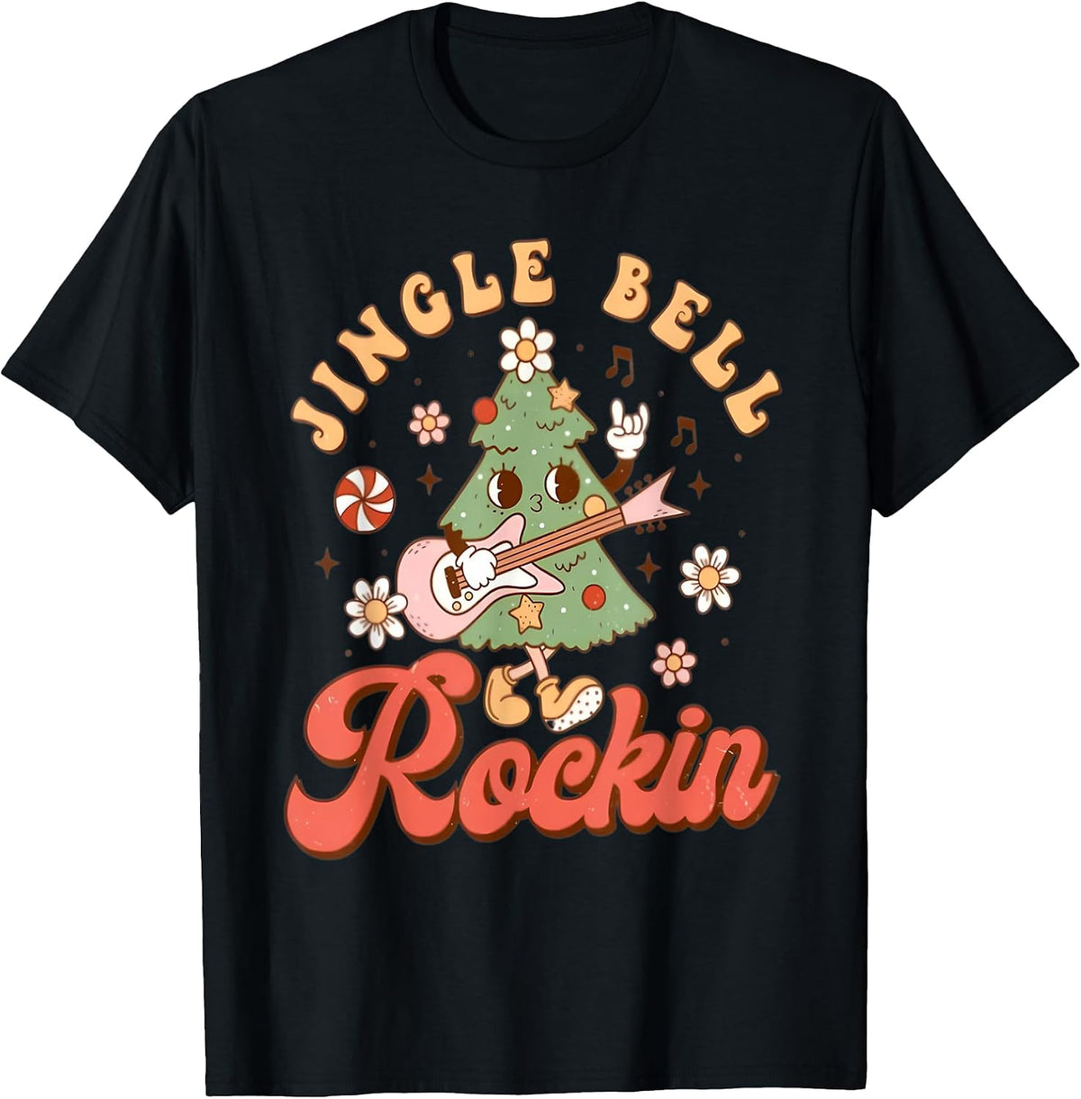 Jingle Bell Rockin Christmas Tree Music Lover Xmas Vibes T-Shirt