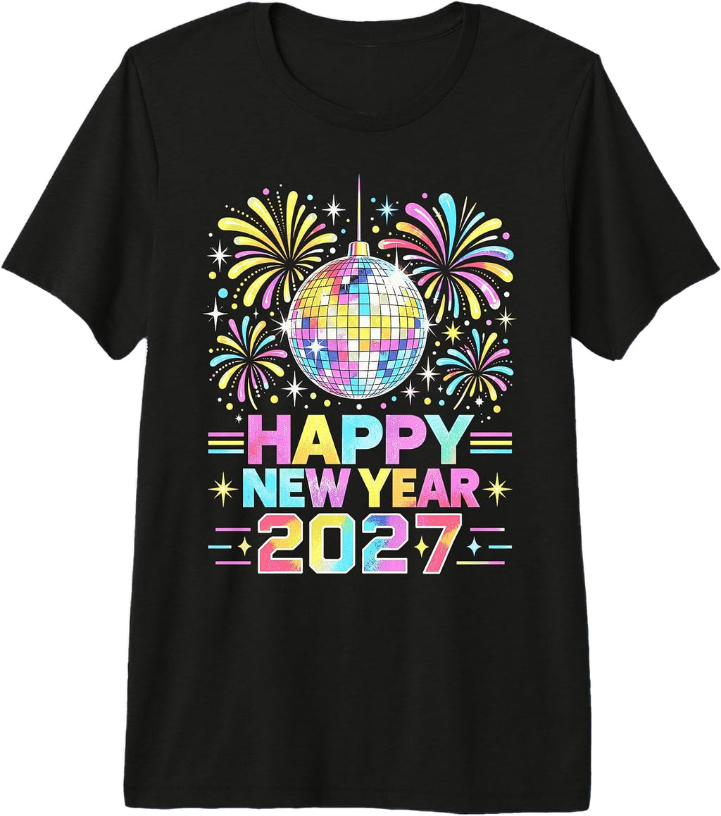 Disco Ball Happy New Year 2027 Fireworks Celebration Premium Tri-Blend T-Shirt