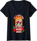 Womens Jingle Beats and Holiday Feats DJ Santa’s Yuletide Groove V-Neck T-Shirt