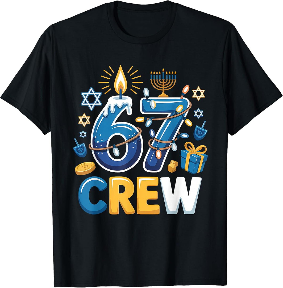 Hanukkah 67 Crew Funny Six Seven Brainrot Meme Holiday T-Shirt