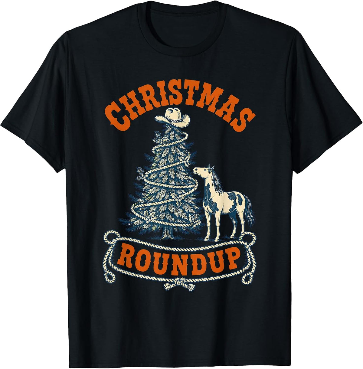 Christmas Roundup Country Western Cowgirl Horse T-Shirt