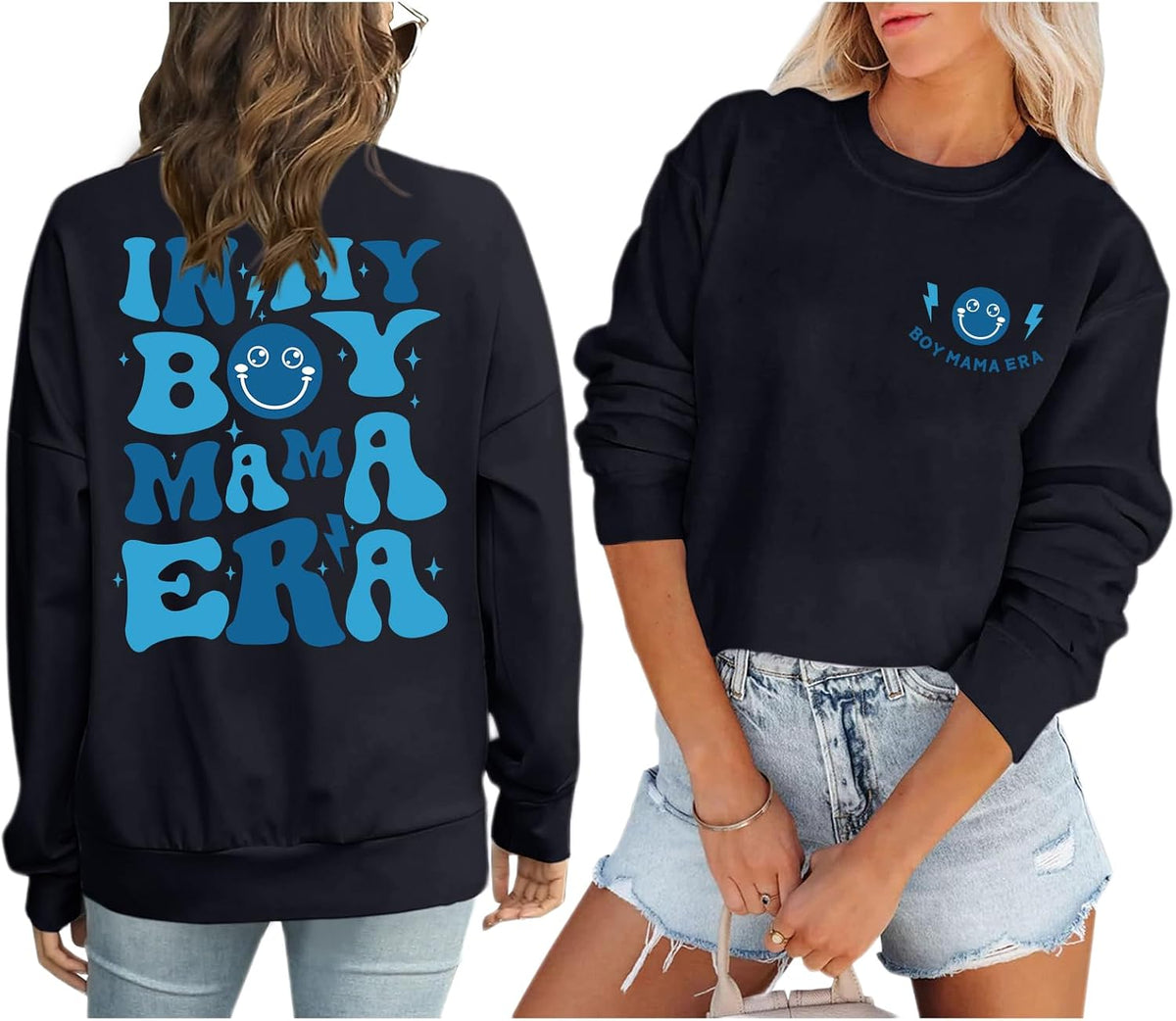 In My Boy Mom Era Sweatshirt Women Funny Mama Graphic Shirt Cool Mom Shirts Casual Long Sleeve Gift Pullover Tops